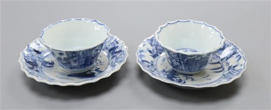 A pair of Kangxi tea bowls and saucers Saucers diameter 10cm